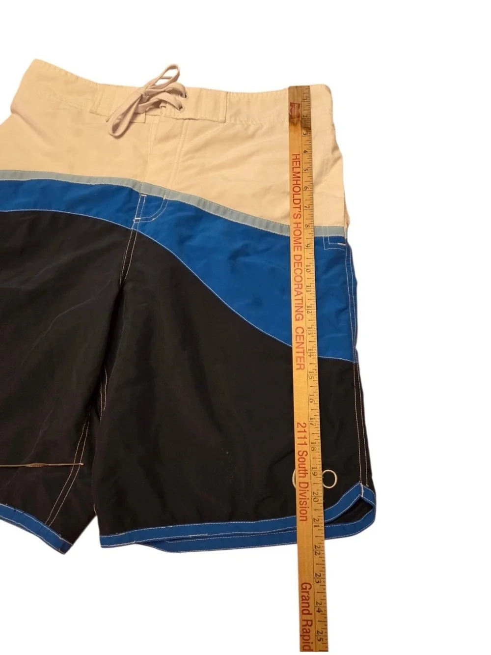 OP Men's Colorblock Black/Blue/Tan Swim Trunks